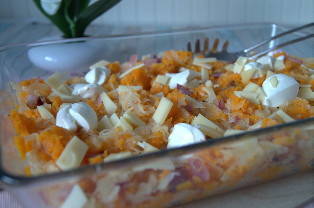 Süßkartoffelauflauf mit Sauerkraut und Käse überbacken - Pretty You
